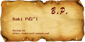 Baki Pál névjegykártya